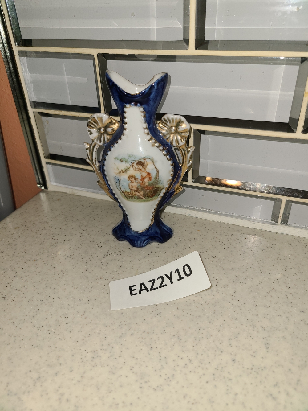 Antique Blue, White and Gold Porcelain Decorative Vase